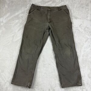 VTG Carhartt Canvas Carpenter Pants Men 38x30 (36x28.5) B111 Flannel Lined USA